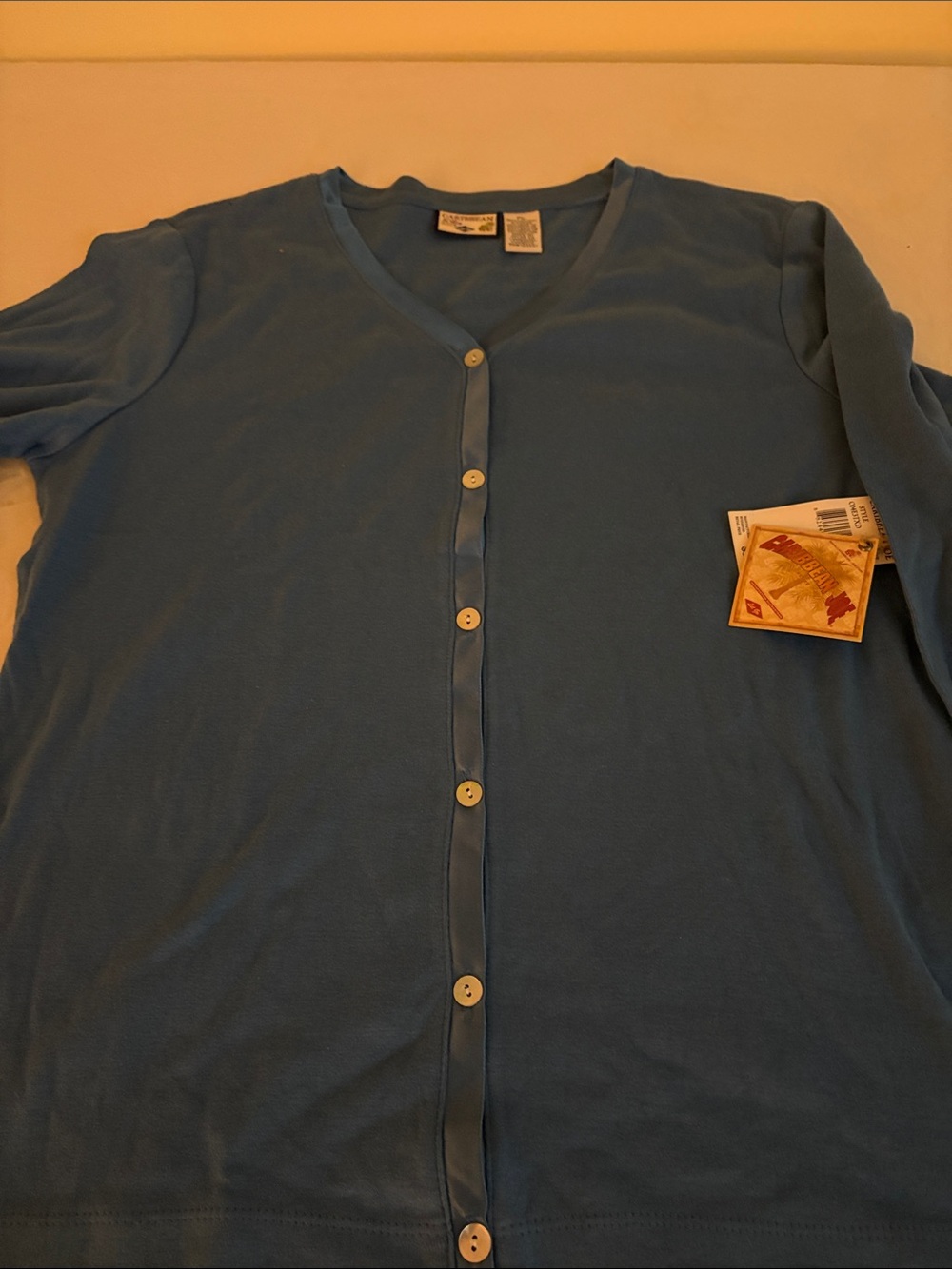 Caribbean Joe Blue Button-Front Casual Men’s Shirt